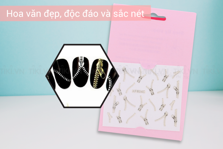 Dán Móng Khóa Kéo Nail Art - Bạc (FreeSize)