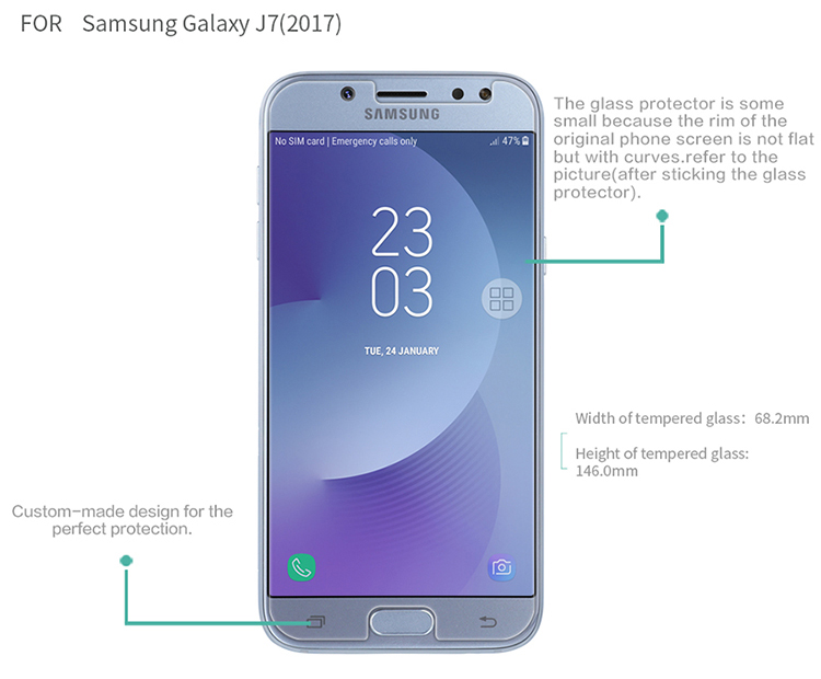 Miếng Dán Cường Lực Samsung Galaxy J7 Pro Độ Cứng 9H Nillkin - Hàng Chính Hãng