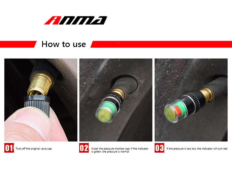 Nắp Van Cảnh Báo Áp Suất Lốp Ô Tô ANMA AM3102 2.4BAR