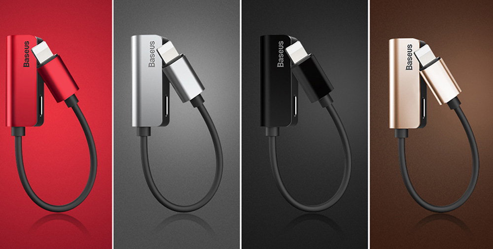 Bộ Kết Nối Tai Nghe Và Sạc Lightning Baseus 3.5mm Dành Cho Iphone X/7/8 Plus - Đỏ