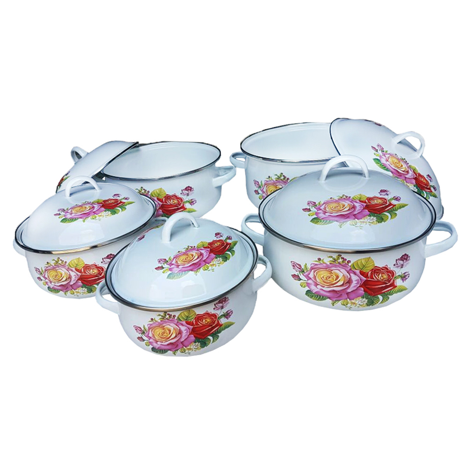 Bộ 5 Nồi Thép Cacbon Đáy Từ Tráng Men Cao Cấp H1A