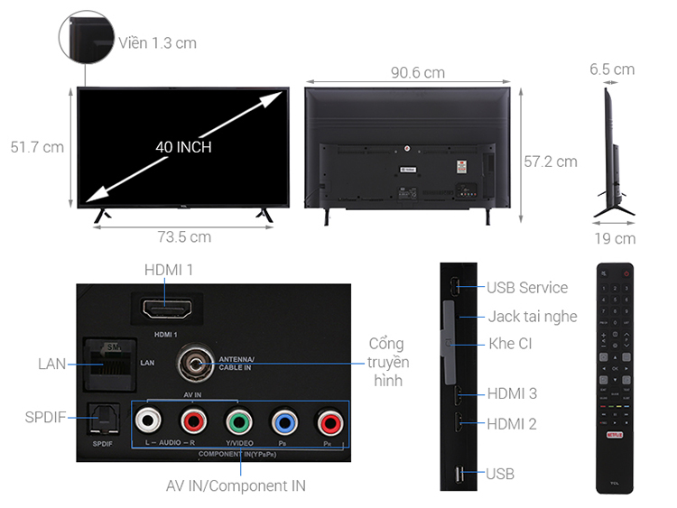 Smart Tivi TCL Full HD 40 inch L40S62