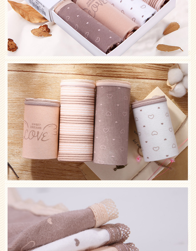 Nanjiren quần lót cotton nữ size lớn màu chocolate có in hình đáng yêu