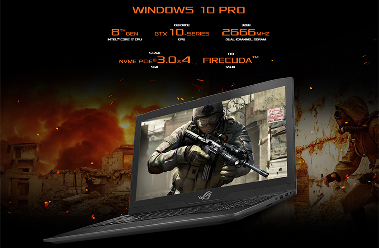 Laptop Gaming Asus ROG Strix SCAR GL703GS-E5011T Core i7-8750H/Win10 (17.3 inch) - Gunmetal Aluminum - Hàng Chính Hãng