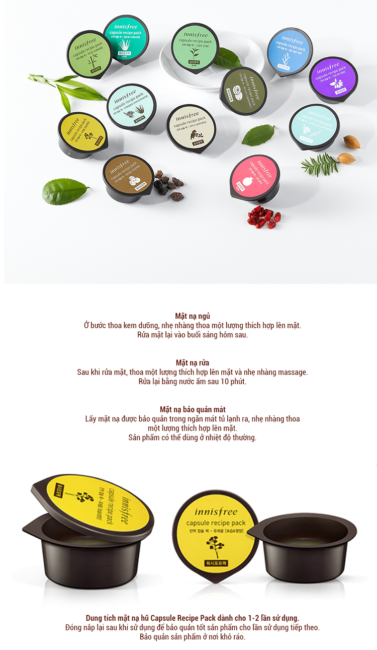 Mặt Nạ Ngủ Dưỡng Ẩm & Làm Mịn Da Từ Tre Innisfree Capsule Recipe Pack - Bamboo (10ml)