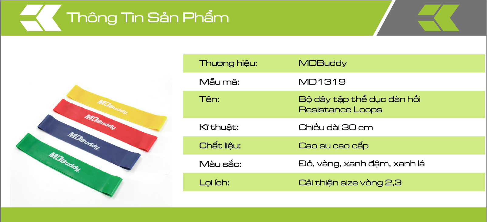Bộ dây tập thể dục đàn hồi Resistance Loops MD1319
