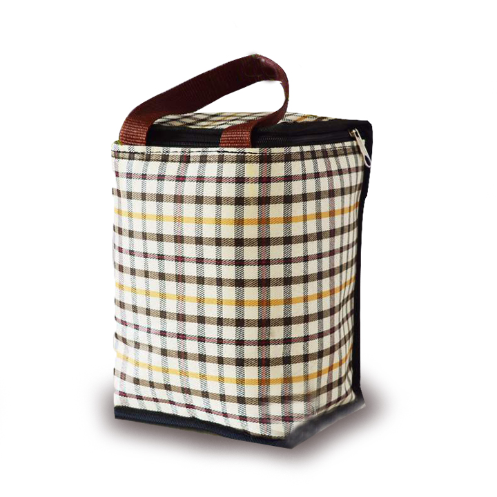 Túi giữ nhiệt kiểu đứng caro vàng kem