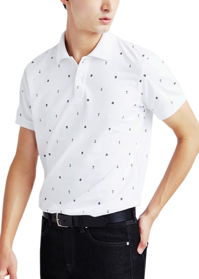 Áo thun nam Polo hoạ tiết mỏ neo PiGo chuẩn xuất khẩu AHT04