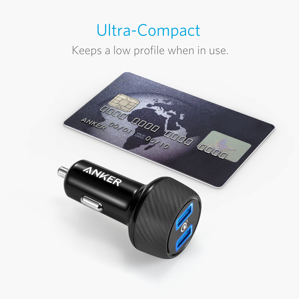Adapter Sạc Xe Hơi 2 Cổng Anker PowerDrive Speed 39W Hỗ Trợ Sạc Nhanh QC 3.0 - A2228H11 (Đen) - Hàng Chính Hãng