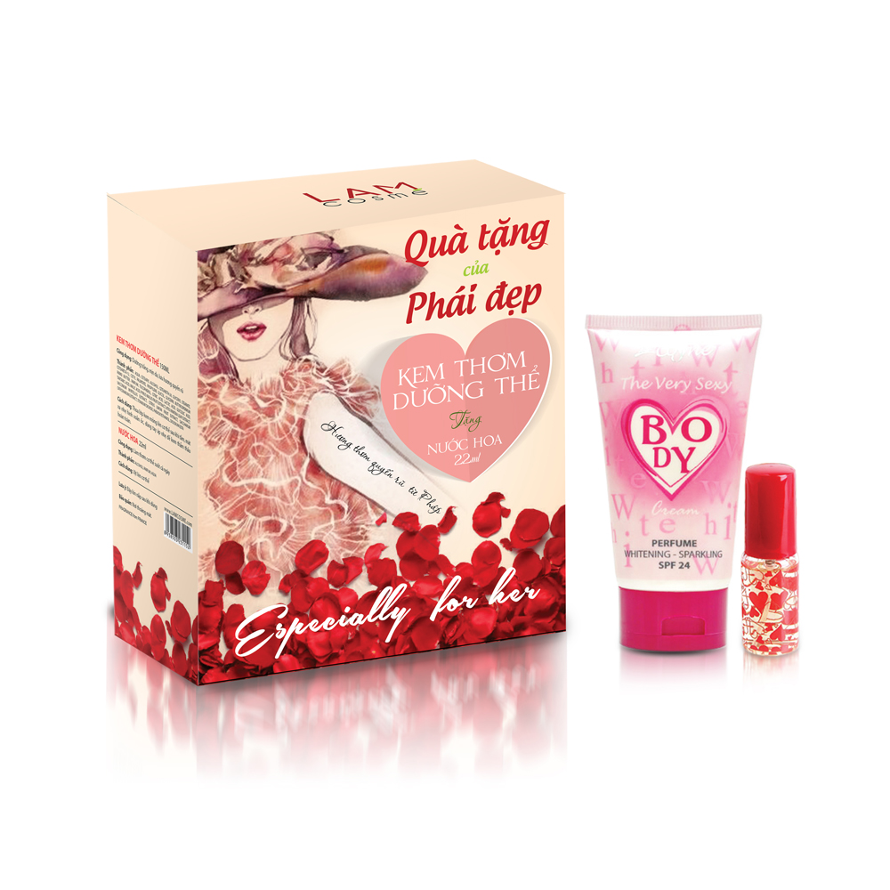 BỘ KEM THƠM DƯỠNG THỂ & NƯỚC HOA (150G & 22ML), TRẮNG DA CHỐNG NẮNG