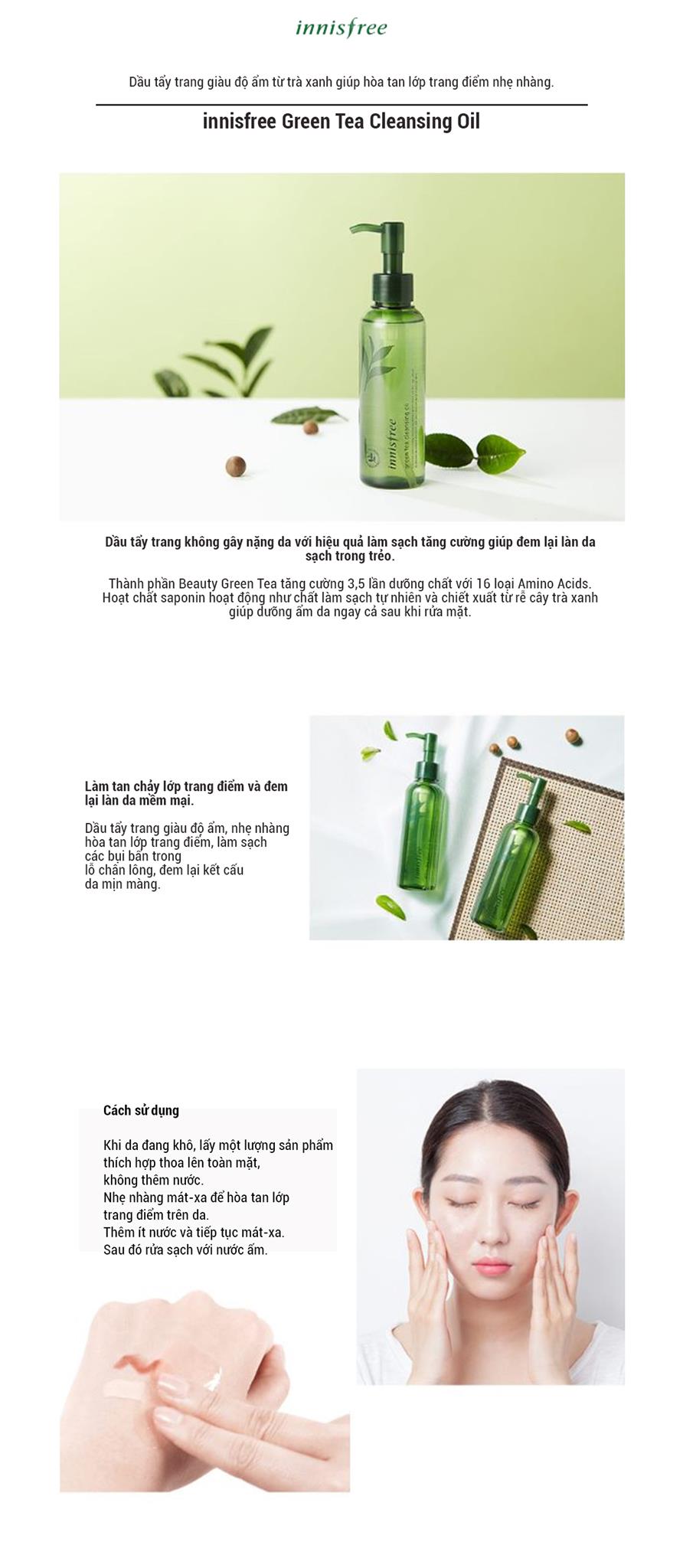 Dầu Tẩy Trang Từ Trà Xanh Đảo Jeju Innifree Green Tea Cleansing Oil (150ml) (New)