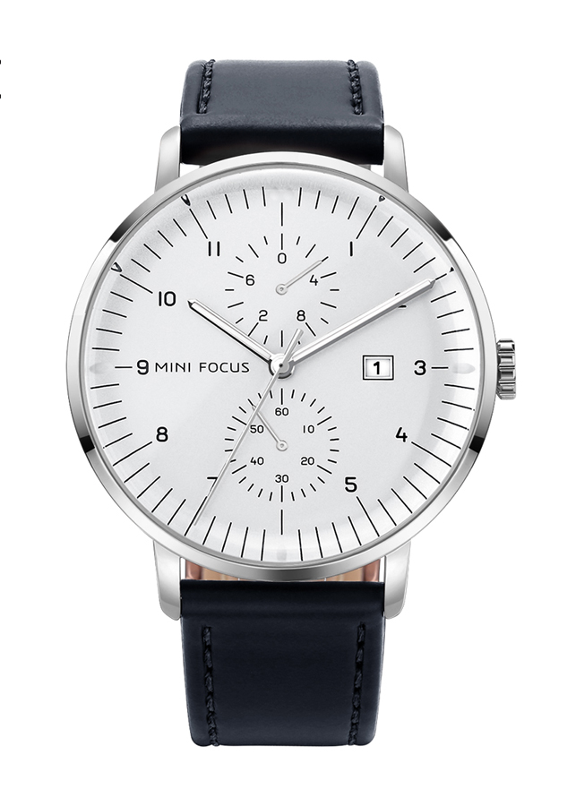 Đồng hồ nam Mini Focus 5 kim lịch ngày dây da cao cấp JS-MF052