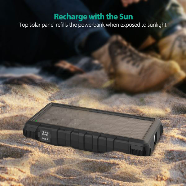 Pin dự phòng năng lượng mặt trời RAVPower RP-PB083, 25000mAh, QC3.0, USB-C