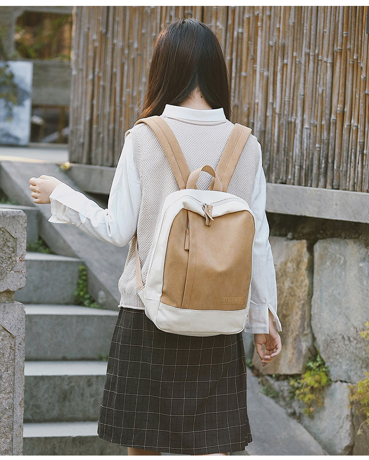 Balo nữ  dễ thương phong cách hàn quốc [hàng nhập] màu vàng da bò DBN156TI