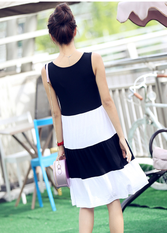 Đầm bầu nữ phối màu db26