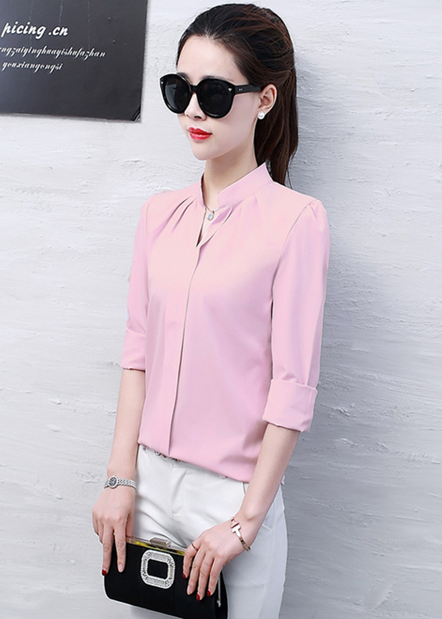 sơ mi nữ tay dài cổ v sm08