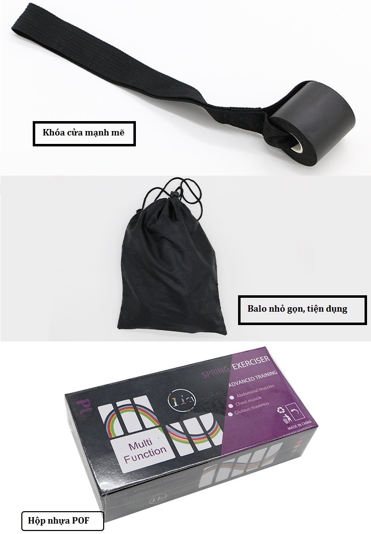 Dây đàn hồi tập Gym PRO-ZD11, bộ dây tập thể lực 5 màu - Bộ 11 chi tiết, dây tập kháng lực 100LB cao cấp - POKI