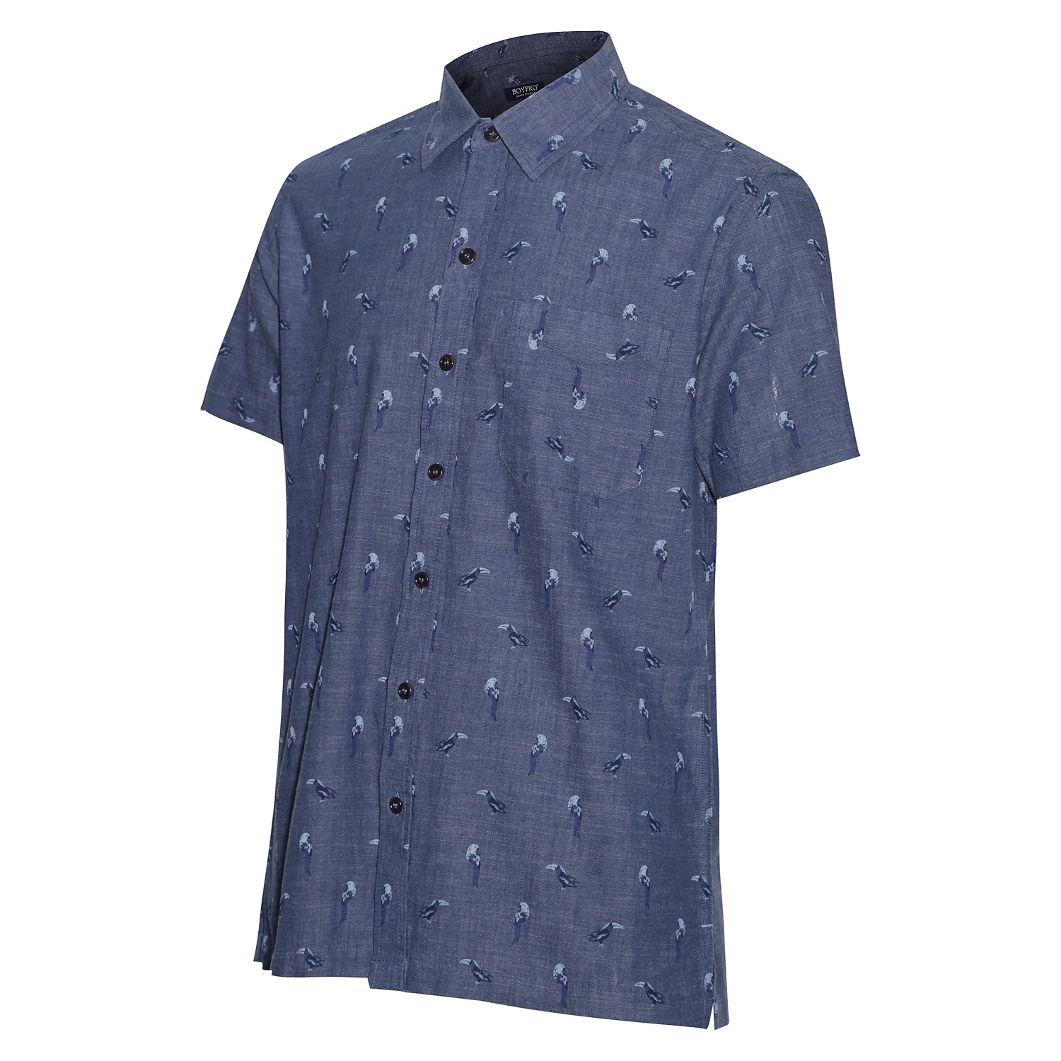 Áo sơ mi jean họa tiết cao cấp SMJ04 xanh họa tiết