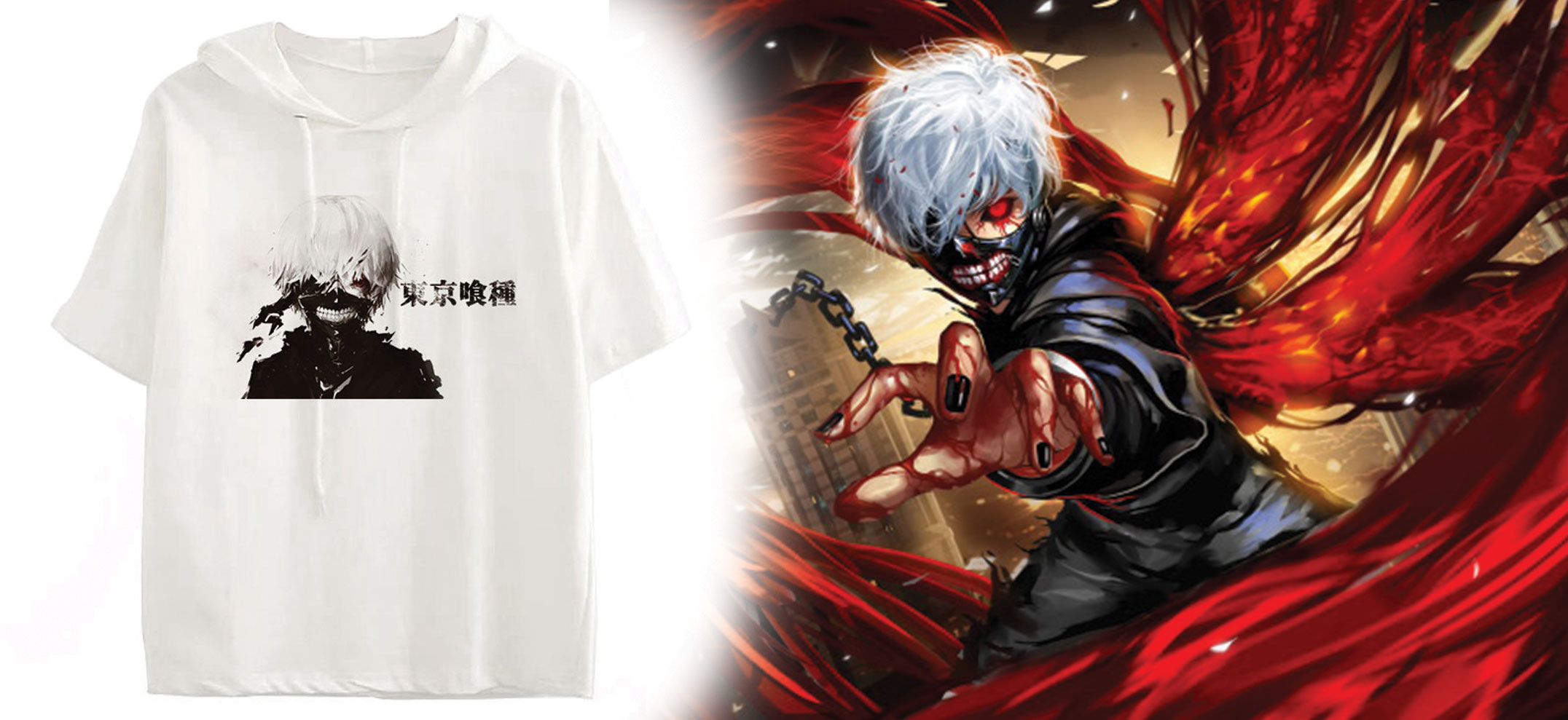 Áo Hoddie Cộc Tay Tokyo Ghoul Kaneki