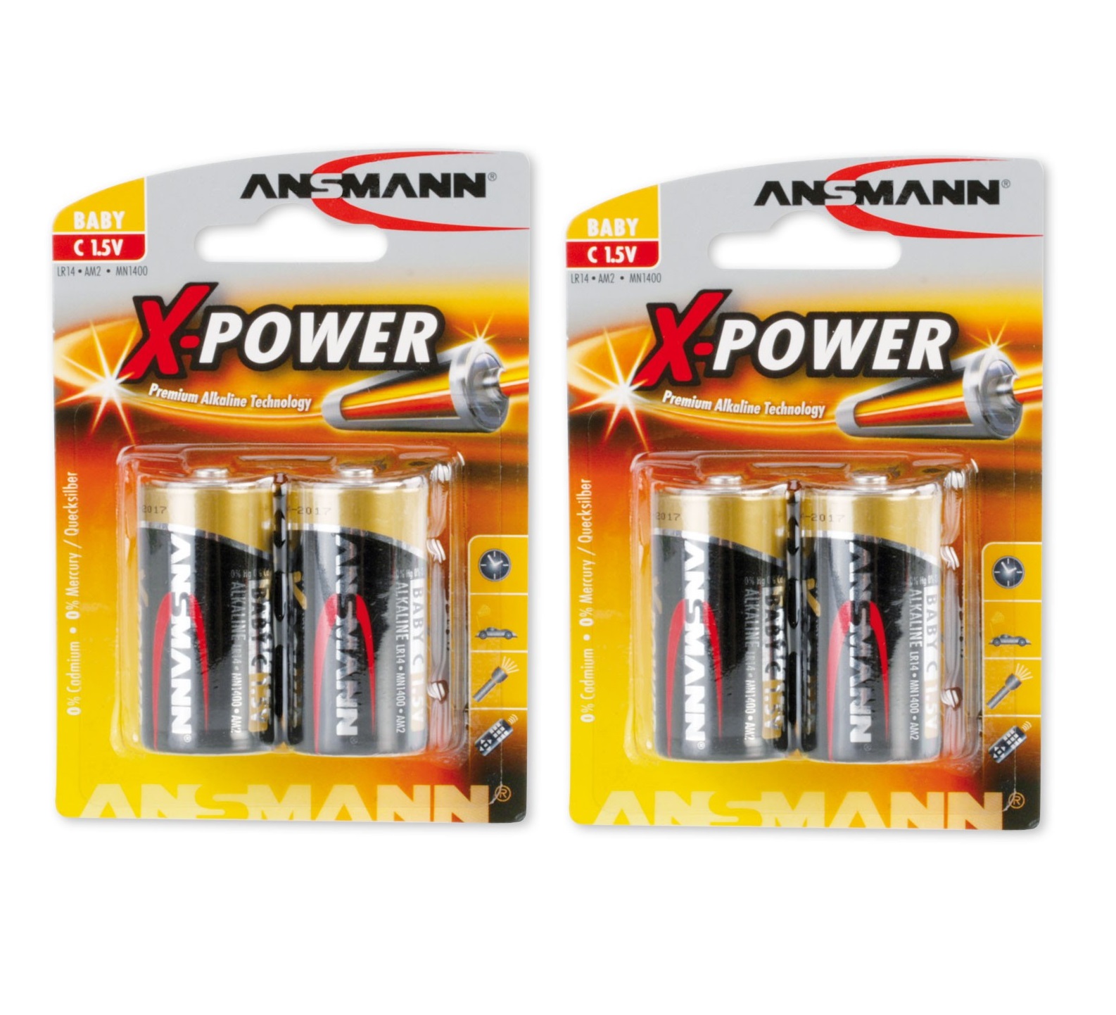 2 vỉ Pin trung (Baby-C) X-Power ANSMANN ALKALINE