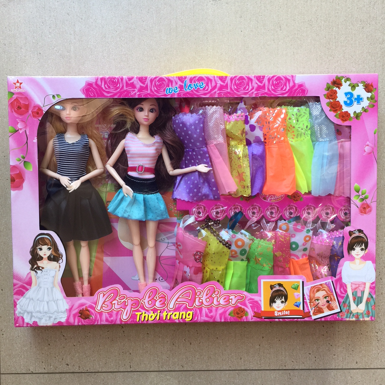 Búp bê đôi xinh đẹp có khớp và 16 bộ váy 