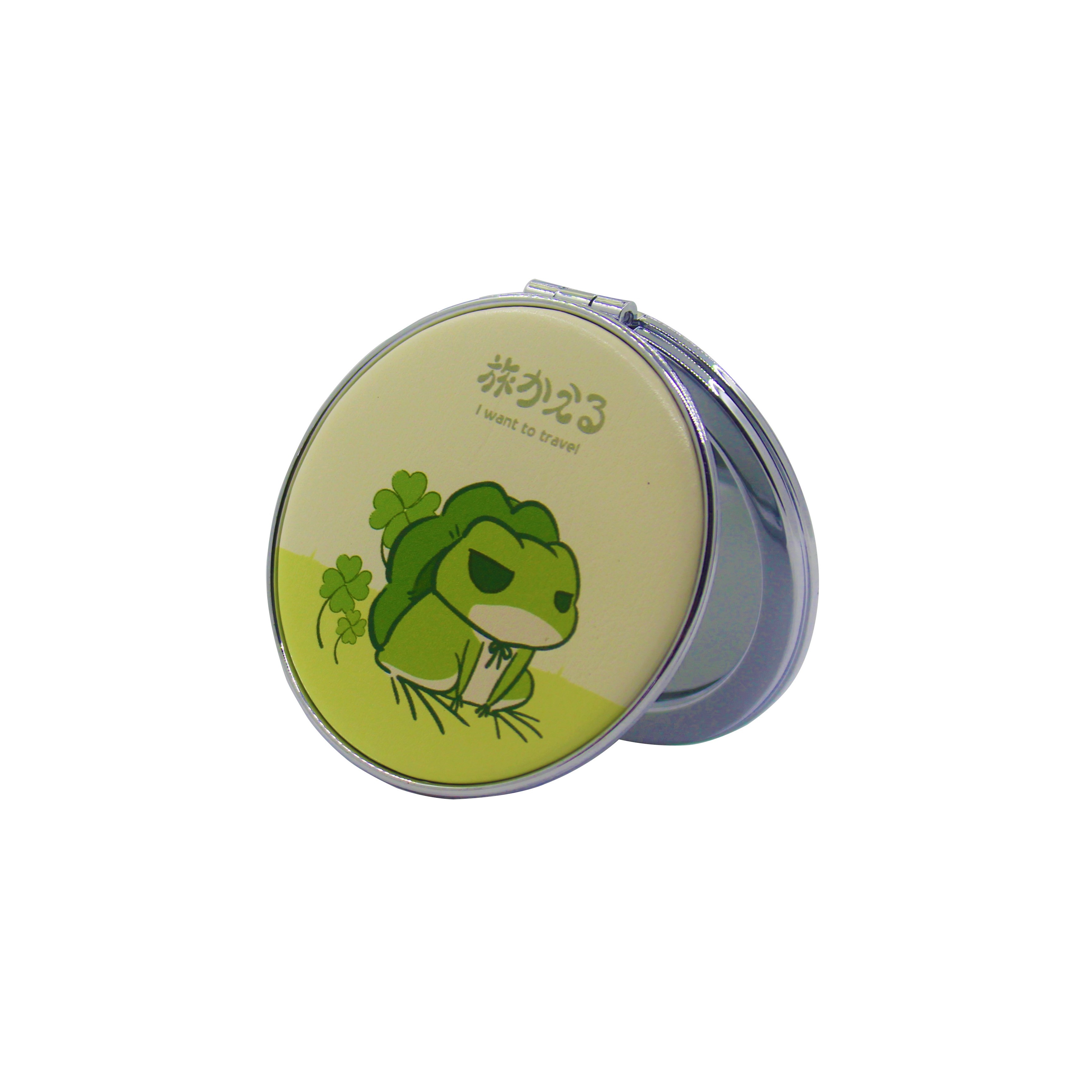 Gương trang điểm hai mặt tiện dụng tròn mini hình ếch xanh lá  Minigood DMCTB073