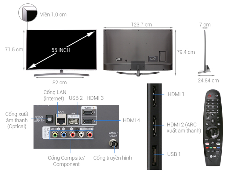 Smart Tivi LG 55 Inch 4K UHD 55UK7500PTA