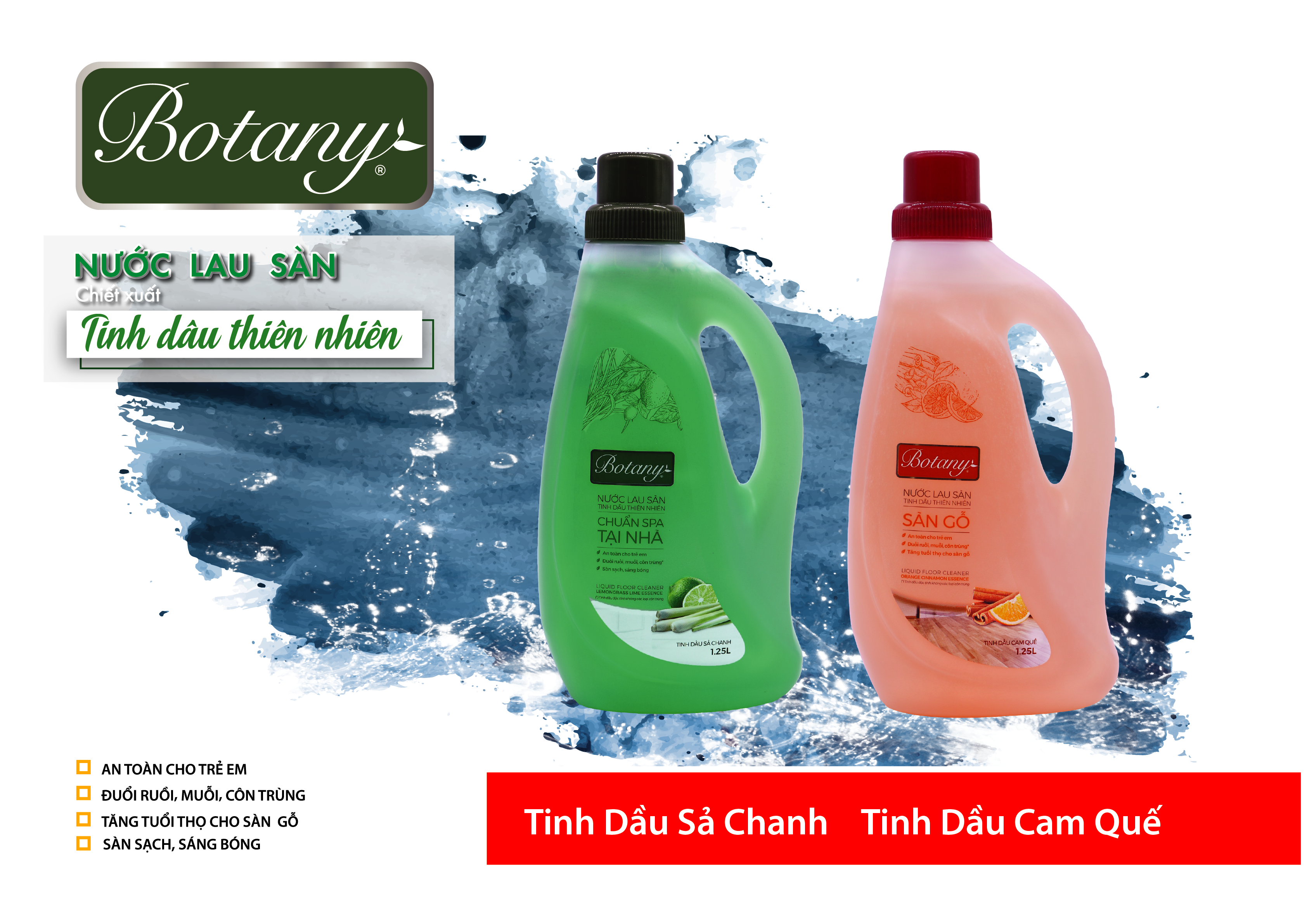 Nước Lau Sàn Tinh Dầu Thiên Nhiên Botany Hương Cam Quế (1.25L)