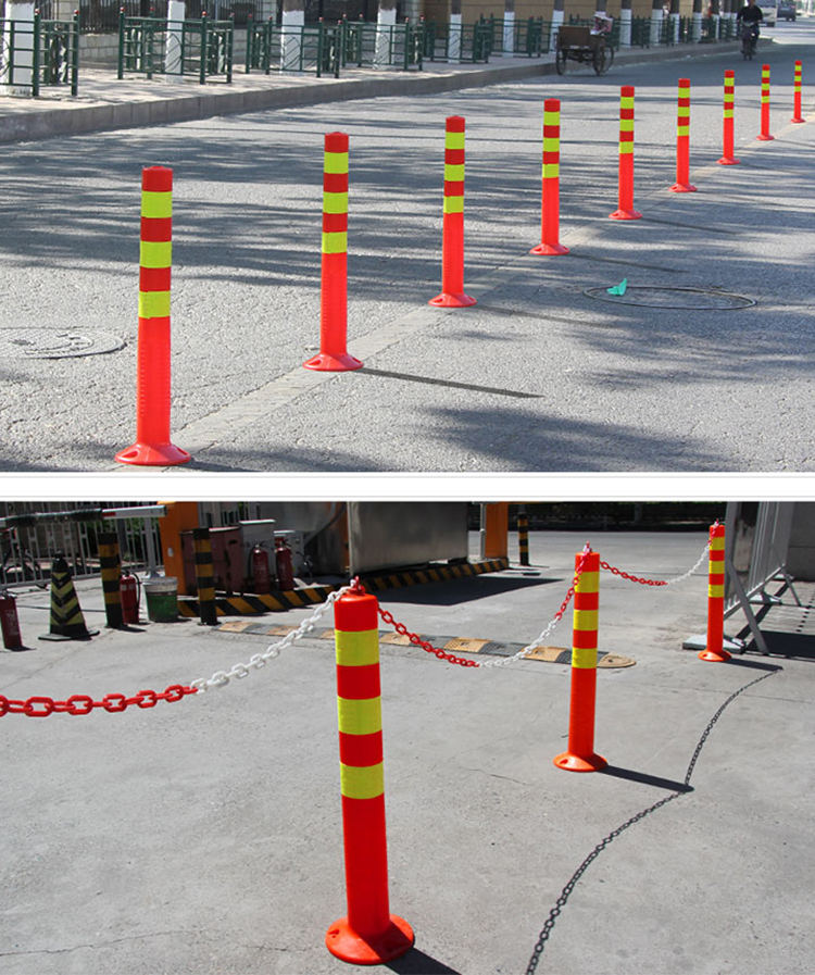 Interesting plastic black and yellow chain 3 m reflective warning column isolation link barrier road safety protection chain