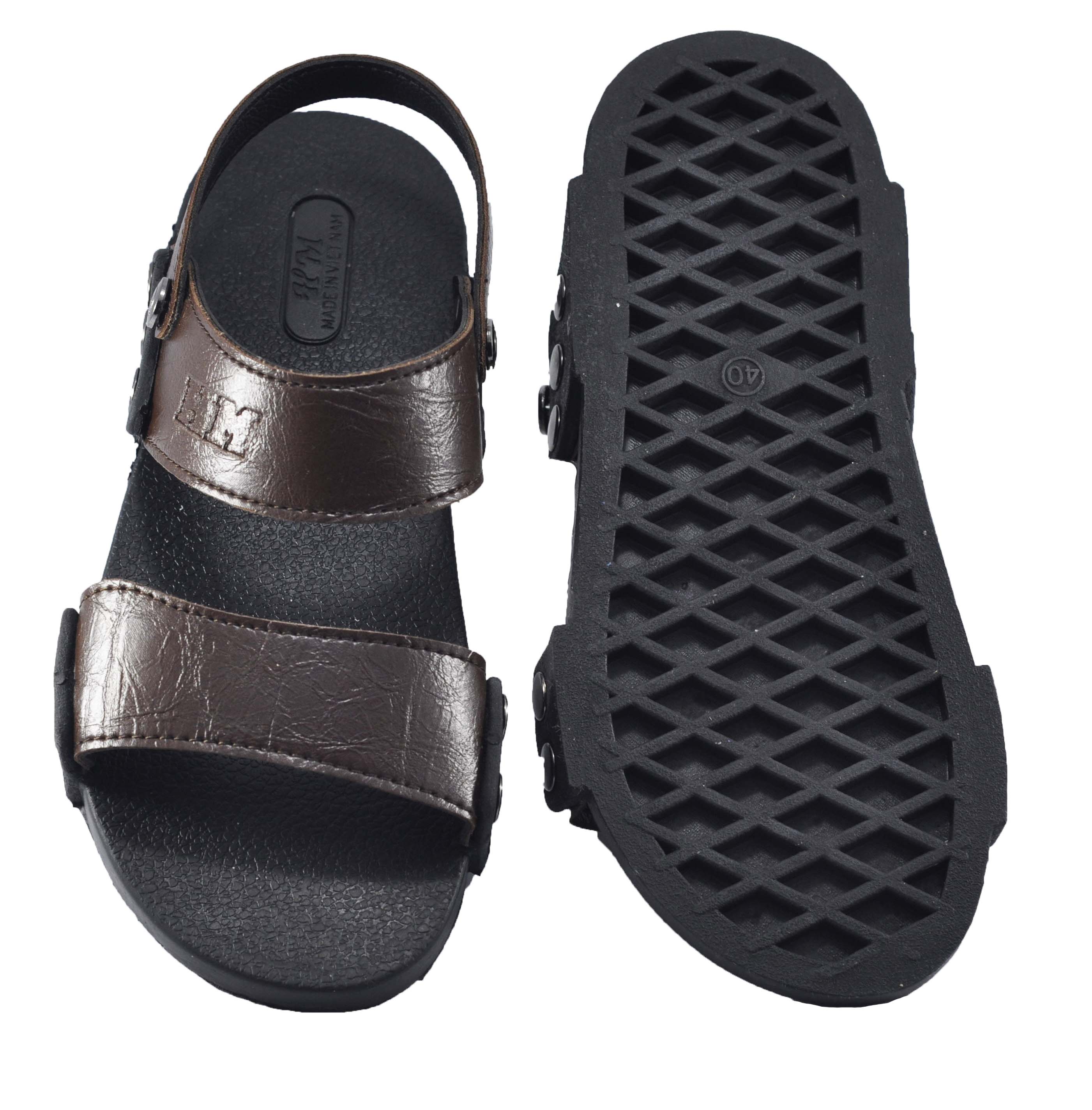 Dép quai hậu nam da PU mềm êm chân - TPU-41A ( Nâu bóng)