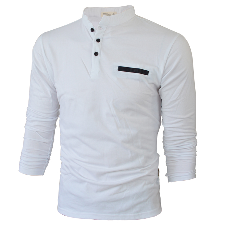 Áo Thun Dài Tay Cổ Trụ Pocket. HB0360 (3). Màu Trắng