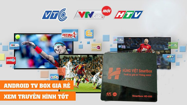 Android TV Box Ram 2G Hùng Việt HD-555 Model 2018 chính hãng
