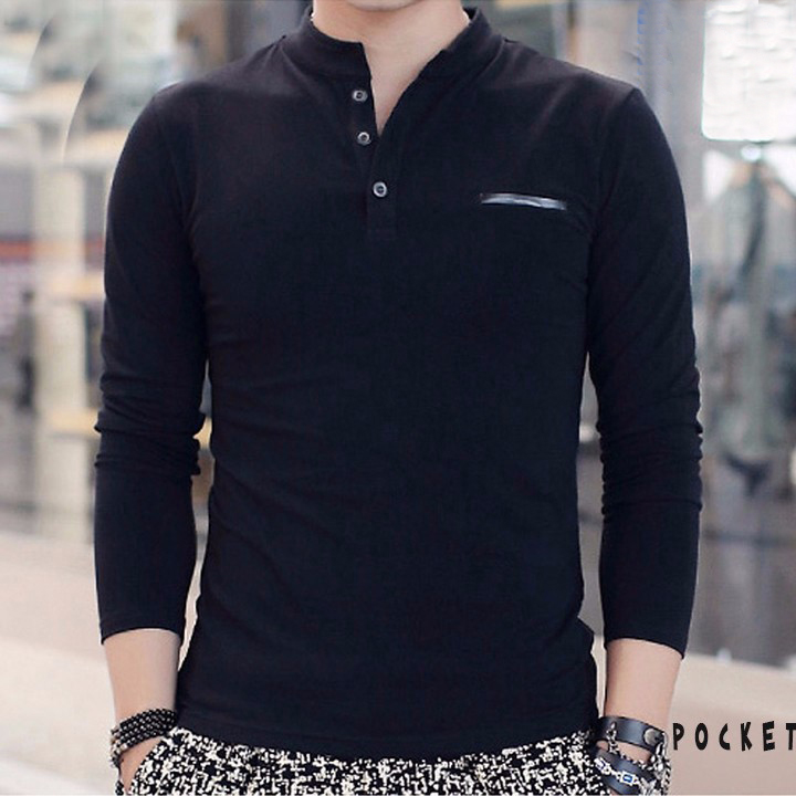 Áo Thun Dài Tay Cổ Trụ Pocket