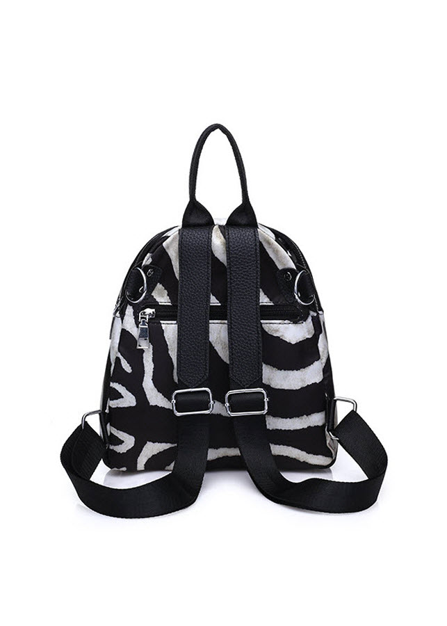 Balo vải dù nữ sọc trắng đen thời trang THB176