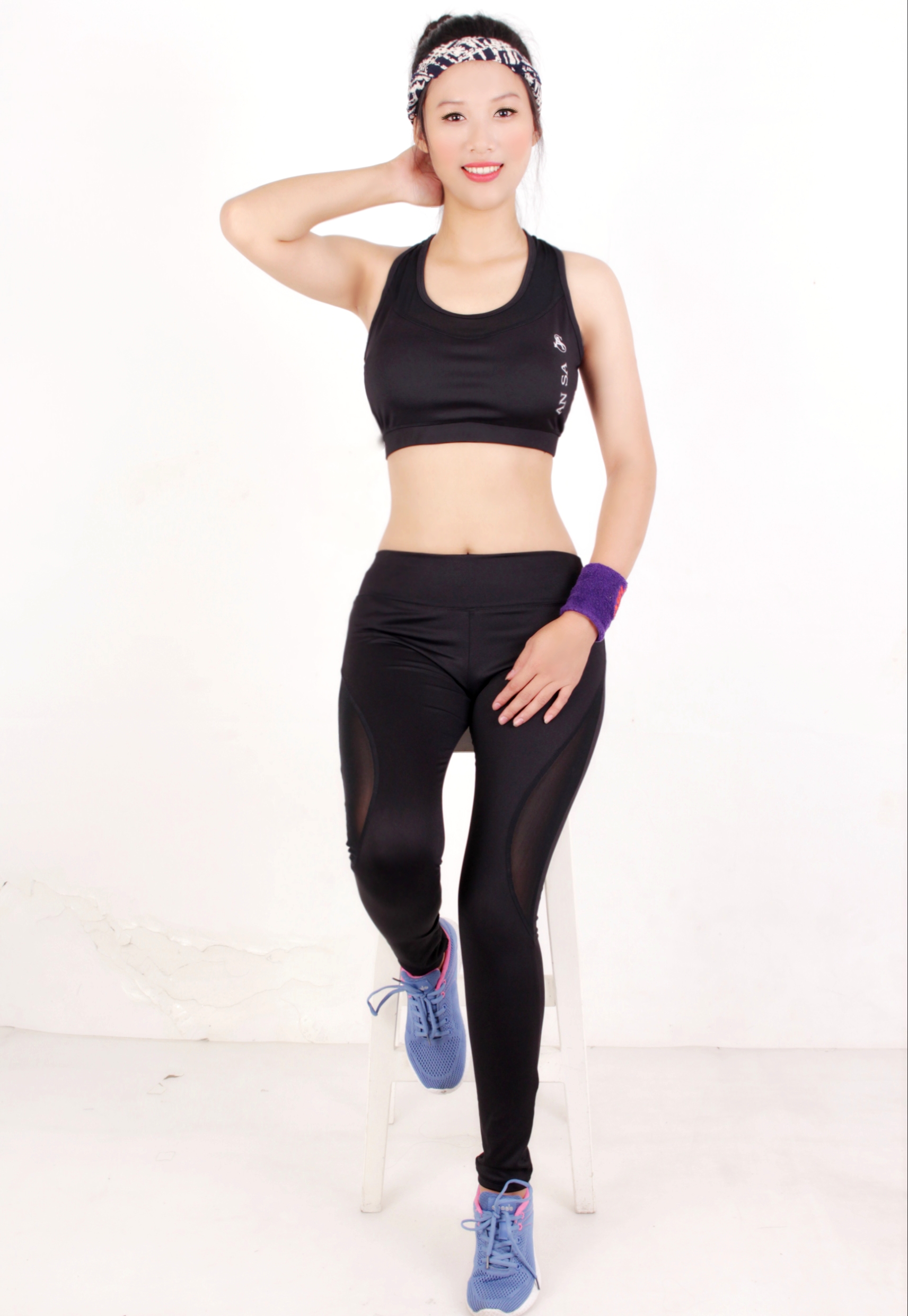 Quần legging dài thể thao nữ phối lưới cao cấp mà đen DD3