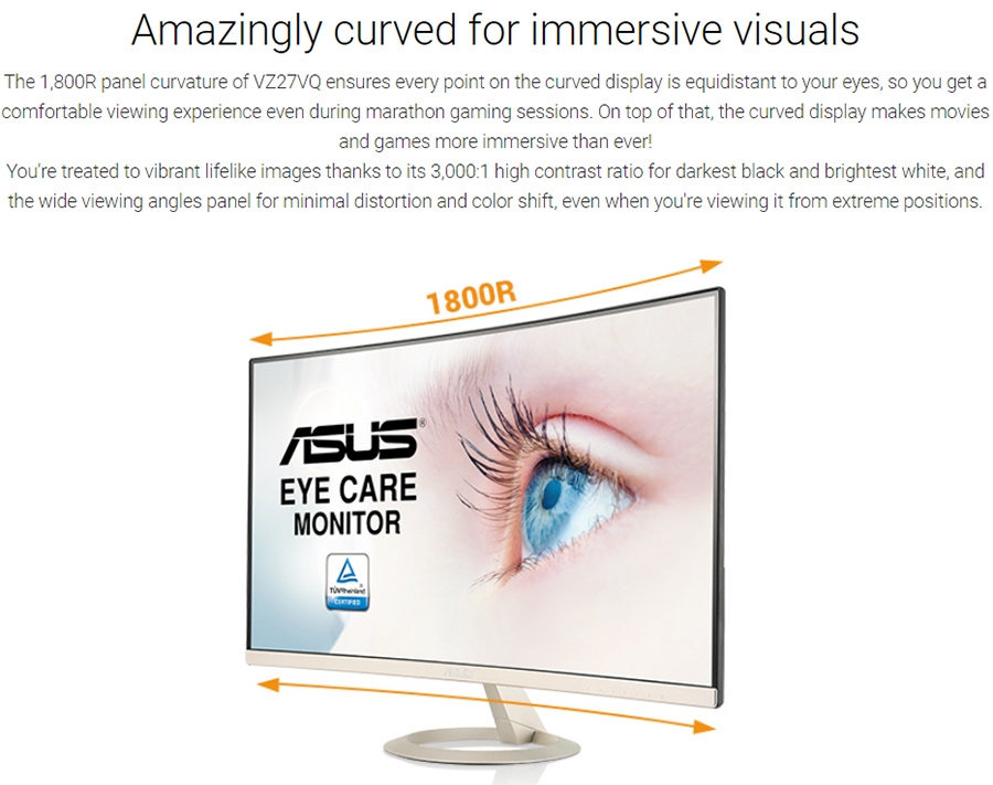 Màn Hình Asus VZ27VQ 27inch FullHD 5ms 75Hz VA s