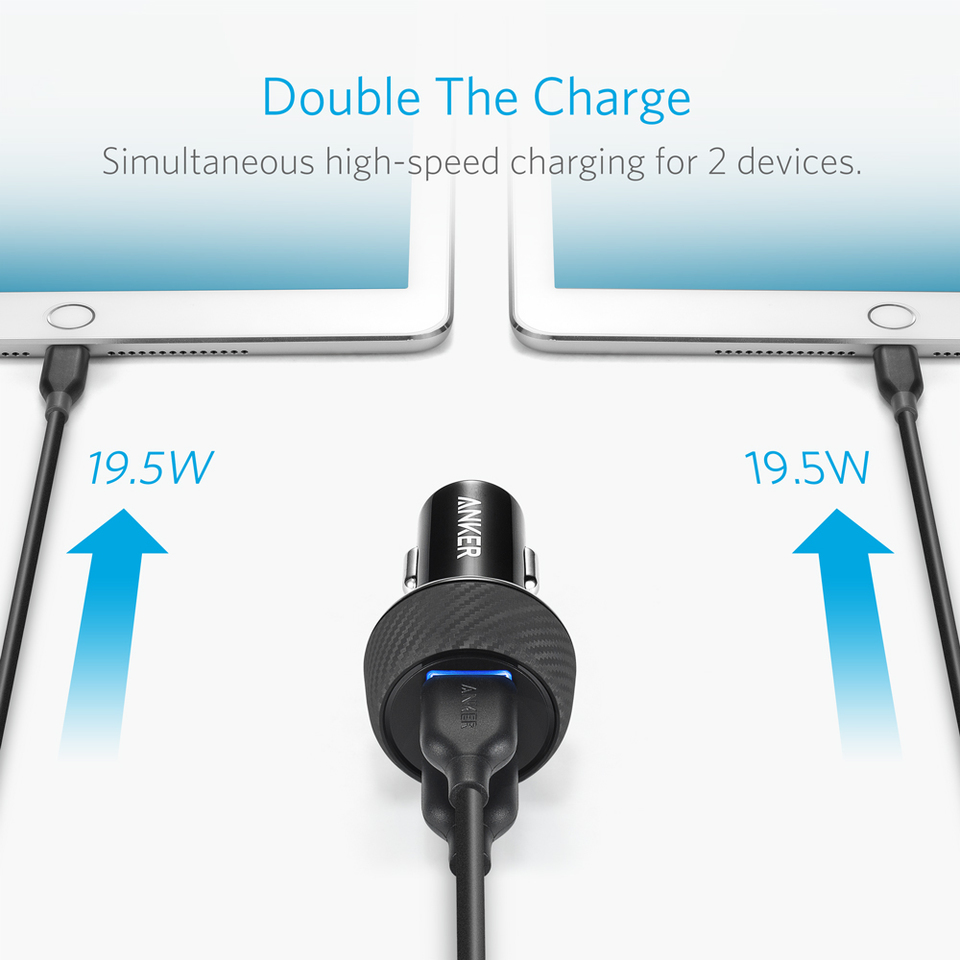 Adapter Sạc Xe Hơi 2 Cổng Anker PowerDrive Speed 39W Hỗ Trợ Sạc Nhanh QC 3.0 - A2228H11 (Đen) - Hàng Chính Hãng