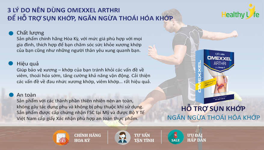 Thực Phẩm Chức Năng Hỗ Trợ Sụn Khớp Và Ngăn Ngừa Thoái Hóa Khớp Omexxel Arthri (Hộp 30 Viên)