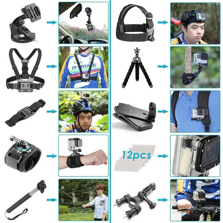 Bộ Phụ Kiện 50 in 1 GOPRO Hộp Đựng Cao Cấp Tặng Kèm Phao Nổi - Black