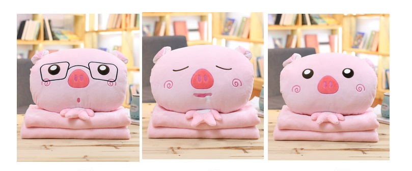 Gối mền văn phòng Heo hồng cute 3 chức năng, nỉ nhung siêu mịn, bộ chăn gối văn phòng, máy bay, đi xe, phượt, du lịch