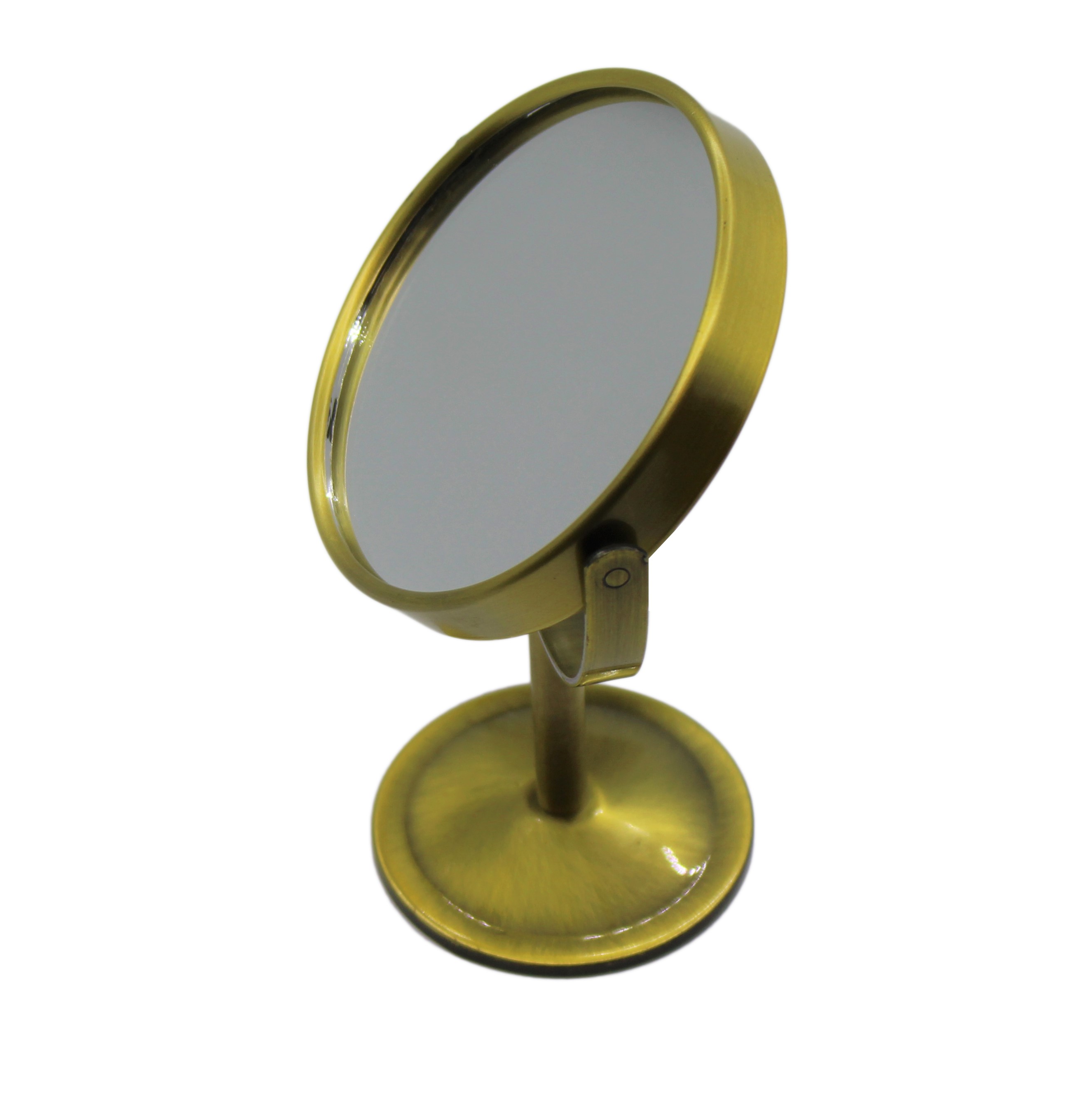 Gương trang điểm tròn màu đồng xoay 360 độ mini để bàn 2 mặt Minigood Hàn Quốc DMCTB080