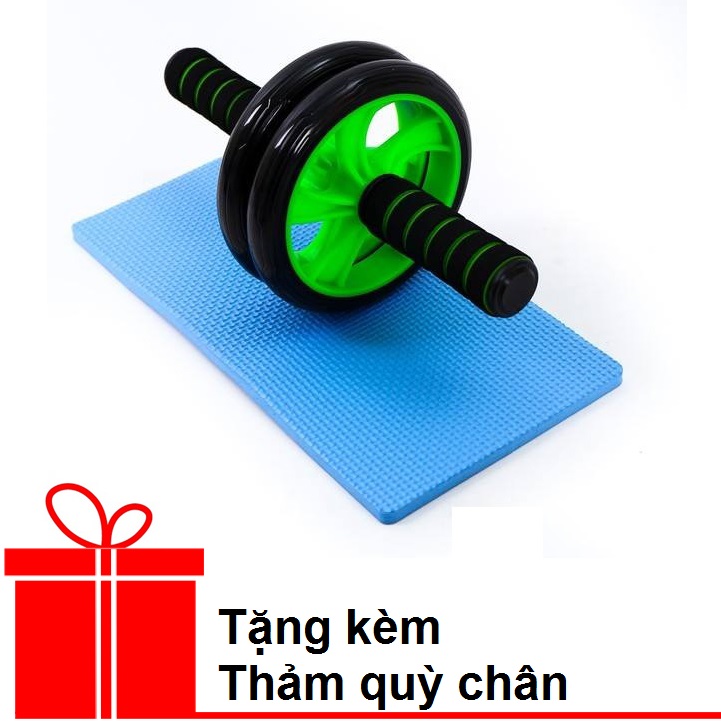 Con lăn tập cơ bụng Double Wheel + Tặng kèm thảm quỳ chân