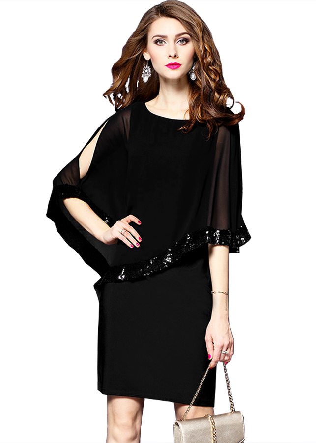 Đầm ôm phối cổ cách điệu D373