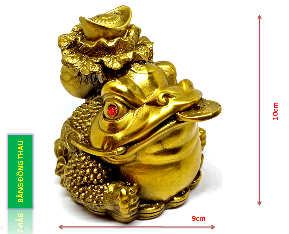 Tượng Thiềm Thừ hay Cóc 3 chân cõng Củ Cải - Chất liệu đồng thau nặng 350g cao 10cm -Linh vật phong thuỷ hút tài lộc giàu sang phú quý