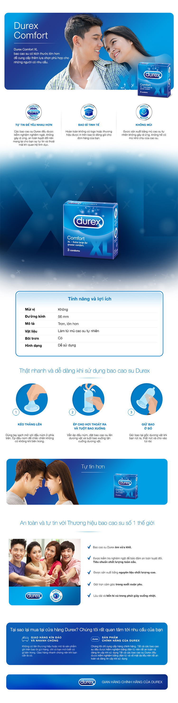 Bao Cao Su Durex Comfort 3S – 114056 - Hộp 3 Gói