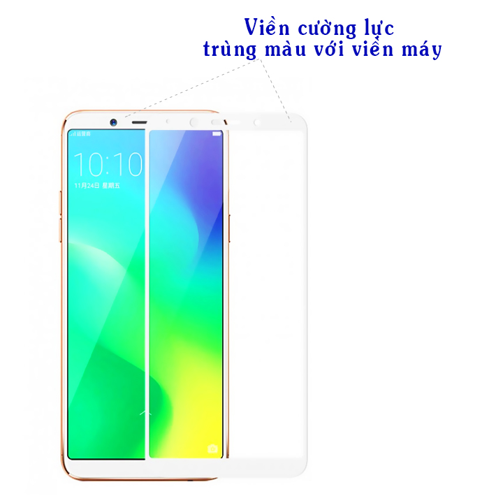 Kính Cường Lực  5D Full Màn Hình Cho Oppo F5 - Màu Trắng
