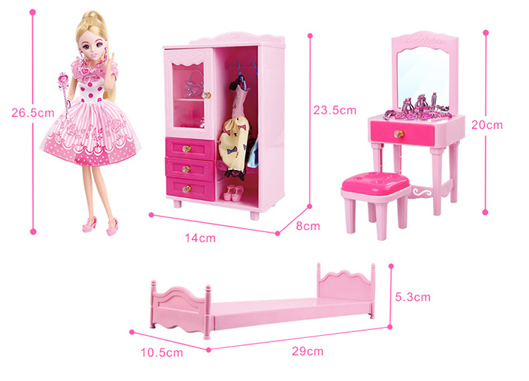 Búp bê bé gái Les Jill Barbie doll và bộ phòng ngủ