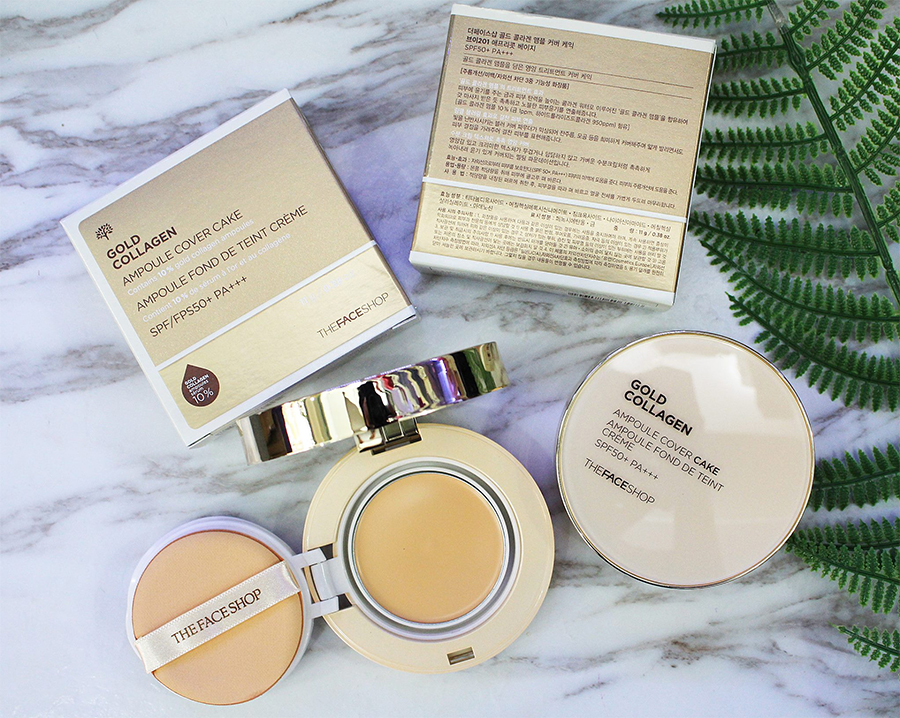 Phấn Nền Trang Điểm The Face Shop Gold Collagen Ampoule Two-Way Pact SPF30 PA+++ 34200466 (9.5g) - N205