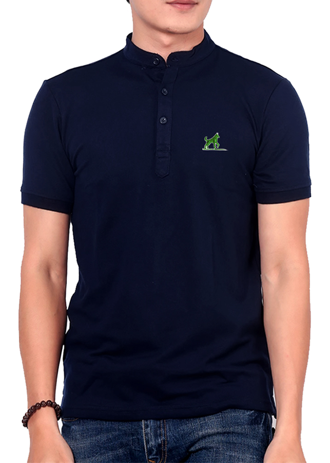 Áo thun nam Polo cổ trụ Henley phong cách PG012 (xanh đen)