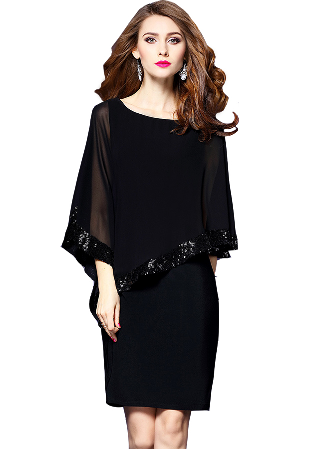 Đầm ôm phối cổ cách điệu D373